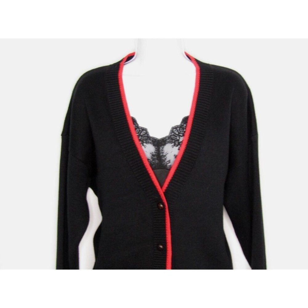 Tail Women's Black/Pink Long Sleeve Golf/Tennis Cardigan Sweater Size Medium